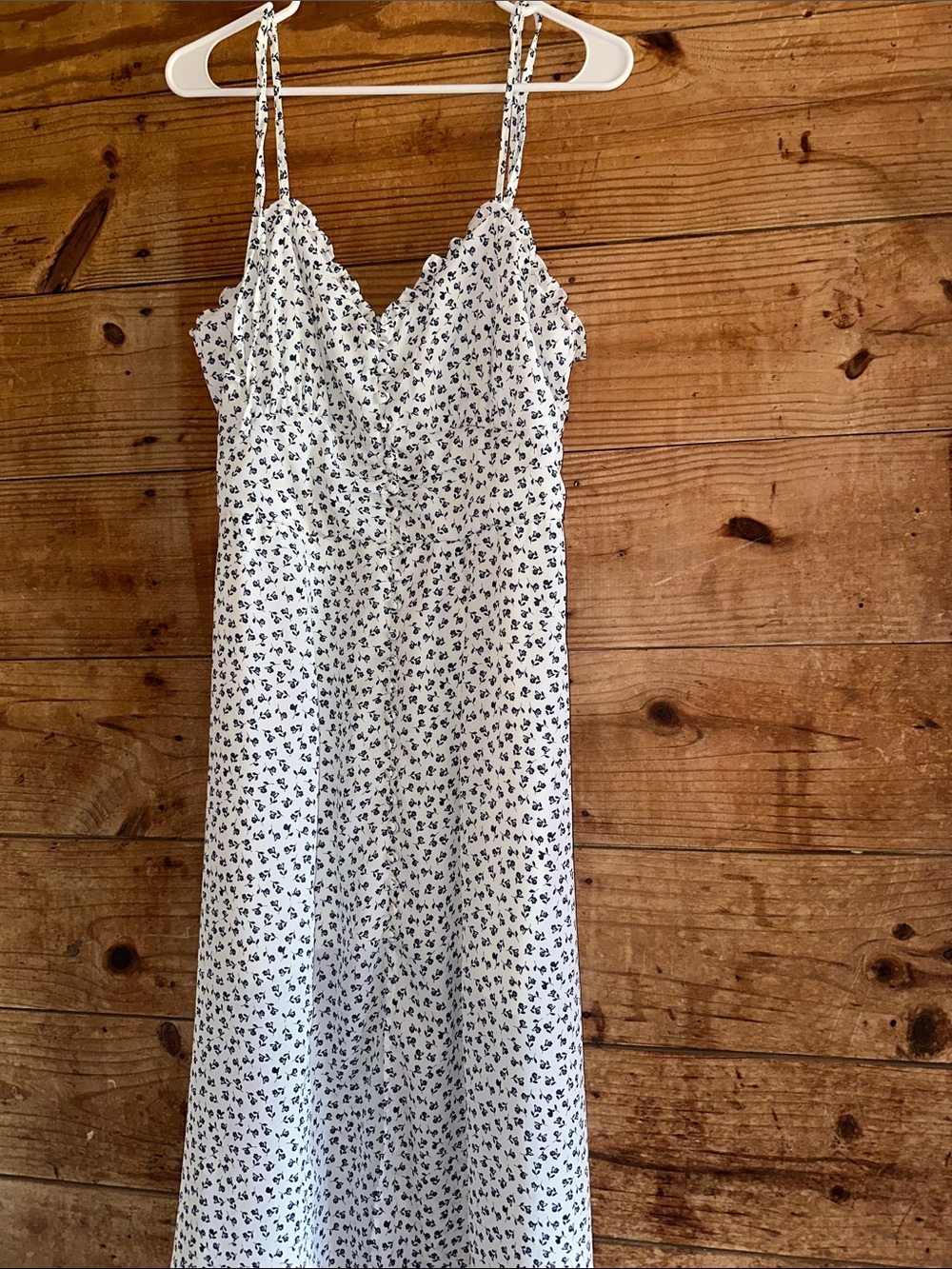 Trixxi MilkMaid Slip Dress with Navy Floral Print - White/Navy